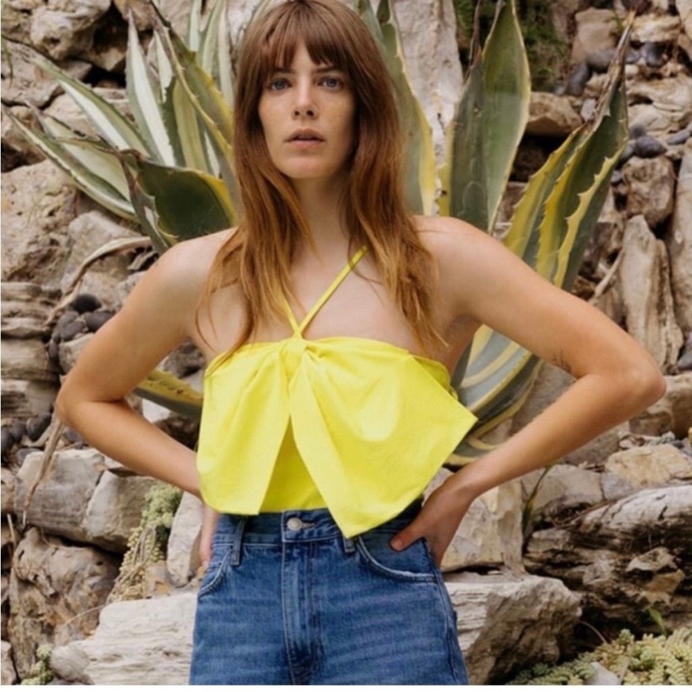 ZARA BIG BOW BODYSUIT, BRIGHT YELLOW GORGEOUS FOR SUMMER